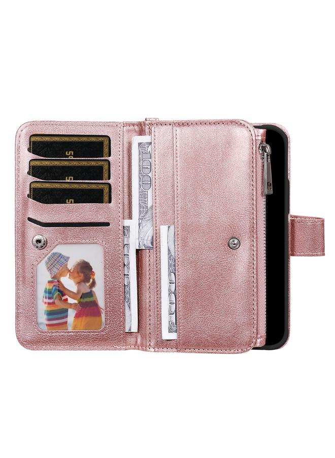 S-TOP Case For iPhone 16 Pro Max Solid Color 2 in 1 Zipper Shockproof Phone Case - Image 4