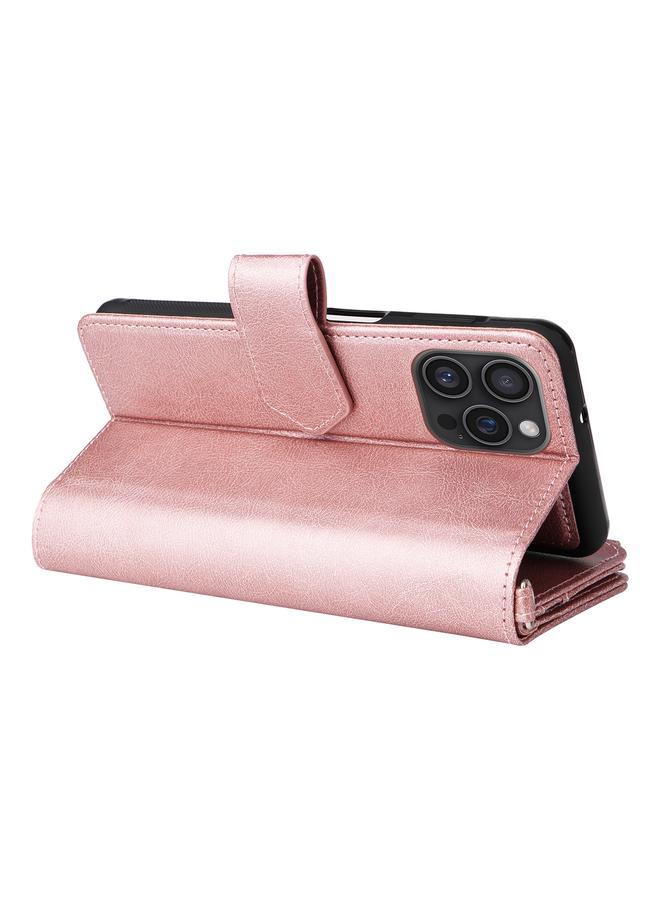 S-TOP Case For iPhone 16 Pro Max Solid Color 2 in 1 Zipper Shockproof Phone Case - Image 5