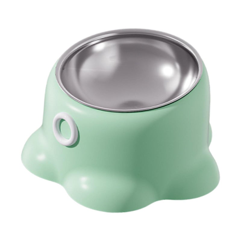 Green Tilted Cat Feeder Bowl Non Slip Stainless Steel Easy Clean Food Dispenser - Image 2