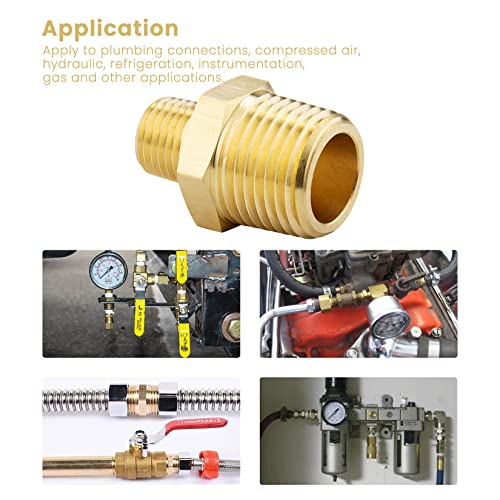 KOOTANS 1/2 NPT Male x 1/4 NPT Male Solid Brass Nipples, Heavy Brass Pipe Adapter Fittings Hex Reducing Nipples Connectors 4Pieces - Image 5