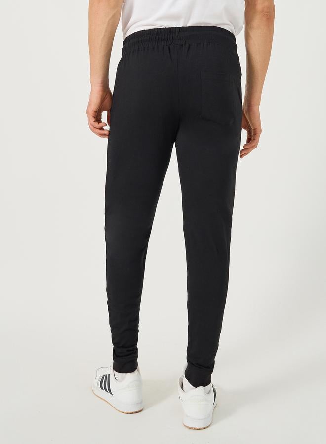 Styli Embroidered Ribbed Cuff Joggers with Drawstring  - Image 5
