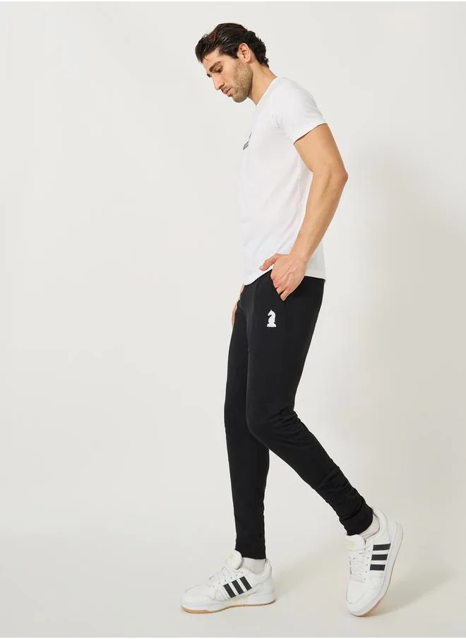 Styli Embroidered Ribbed Cuff Joggers with Drawstring