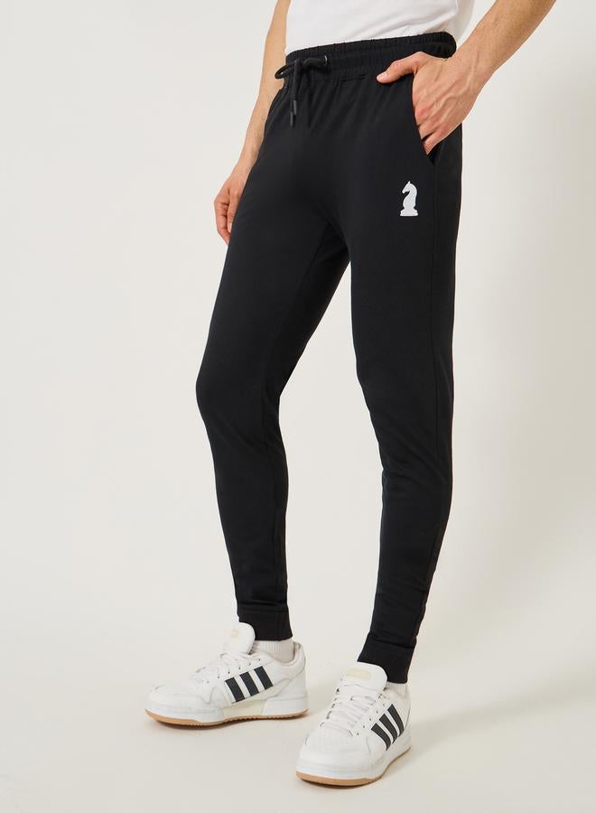 Styli Embroidered Ribbed Cuff Joggers with Drawstring  - Image 2
