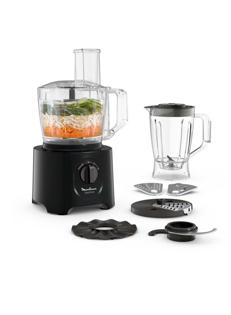 Moulinex Food Processor | Easy Force 2.4 L Food Processor | 800 W| 6 Attachments | 25 Functions |Easy to Use | 2 Years Warranty 1.5 L 800 W FP247827 Black - Image 1
