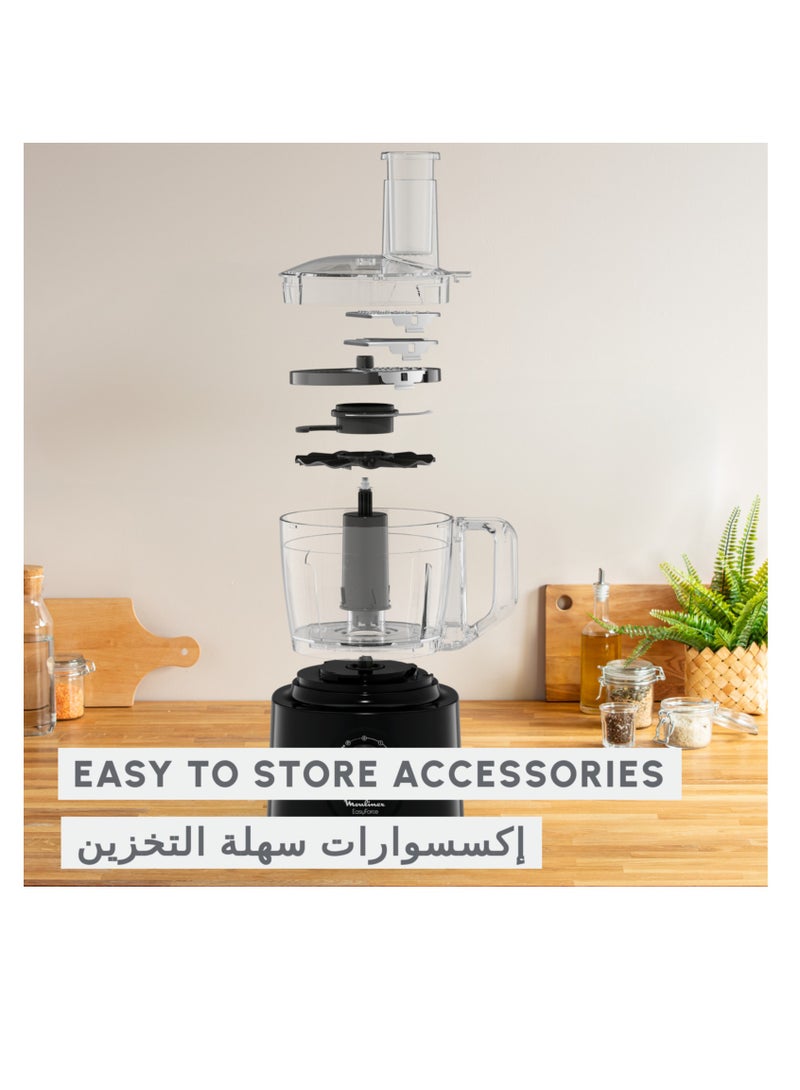 Moulinex Food Processor | Easy Force 2.4 L Food Processor | 800 W| 6 Attachments | 25 Functions |Easy to Use | 2 Years Warranty 1.5 L 800 W FP247827 Black - Image 2