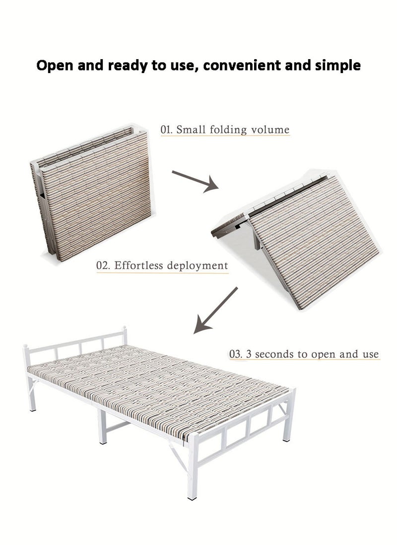 EzzySo - Single Folding Bed with Memory Foam Mattress for Adults, 2 Person Folding Camping Cots Portable Sleeping Cot Size Guest Bed, White 187 X 90 cm - Image 1