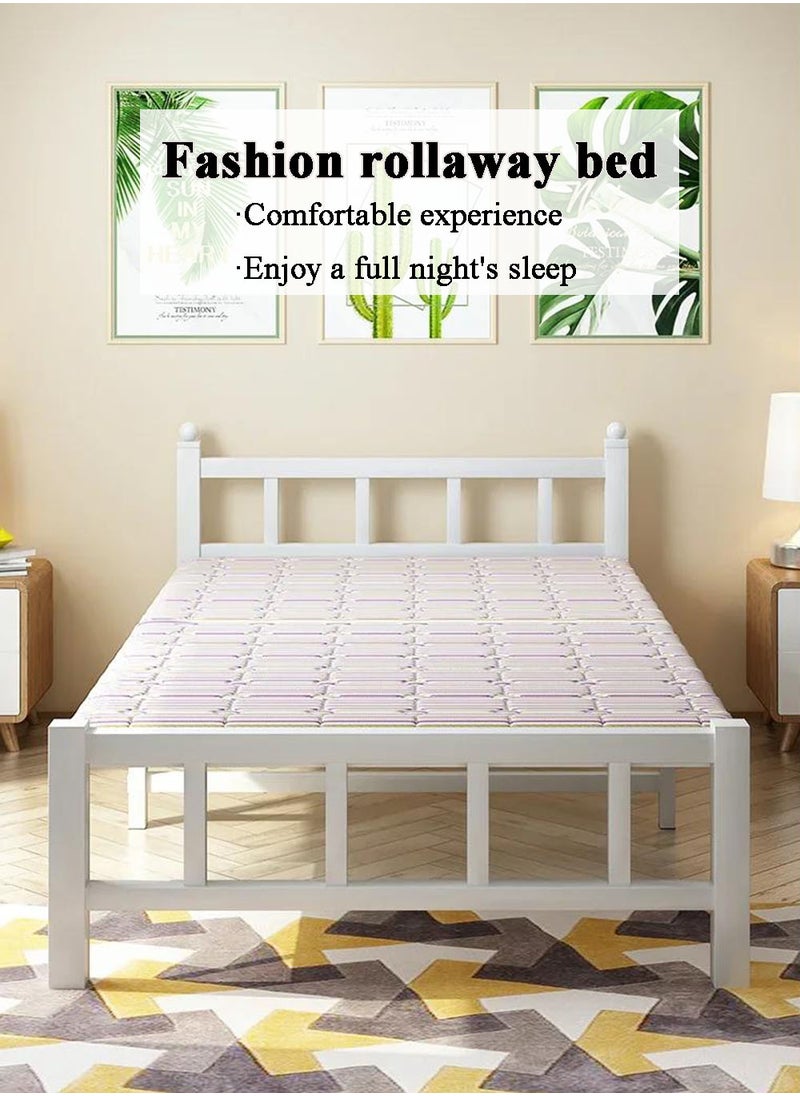 EzzySo - Single Folding Bed with Memory Foam Mattress for Adults, 2 Person Folding Camping Cots Portable Sleeping Cot Size Guest Bed, White 187 X 90 cm - Image 1