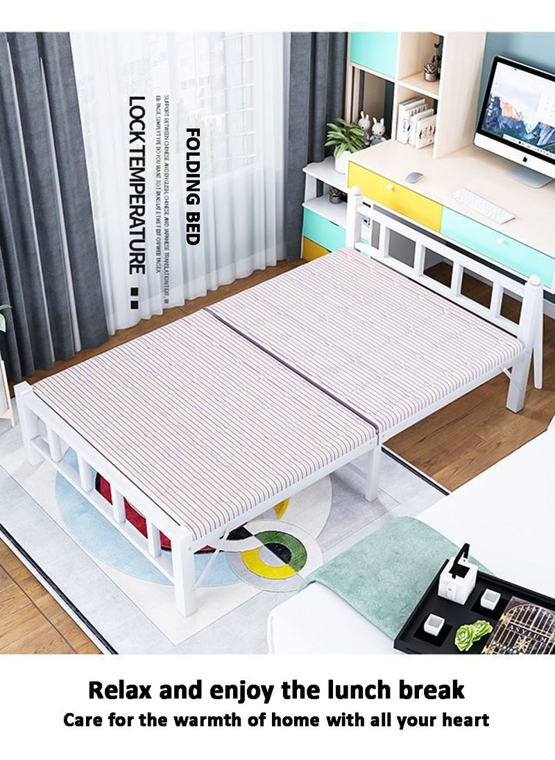 EzzySo - Single Folding Bed with Memory Foam Mattress for Adults, 2 Person Folding Camping Cots Portable Sleeping Cot Size Guest Bed, White 187 X 90 cm - Image 1