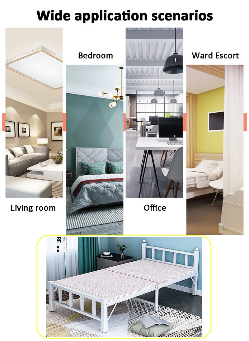 EzzySo - Single Folding Bed with Memory Foam Mattress for Adults, 2 Person Folding Camping Cots Portable Sleeping Cot Size Guest Bed, White 187 X 90 cm - Image 1