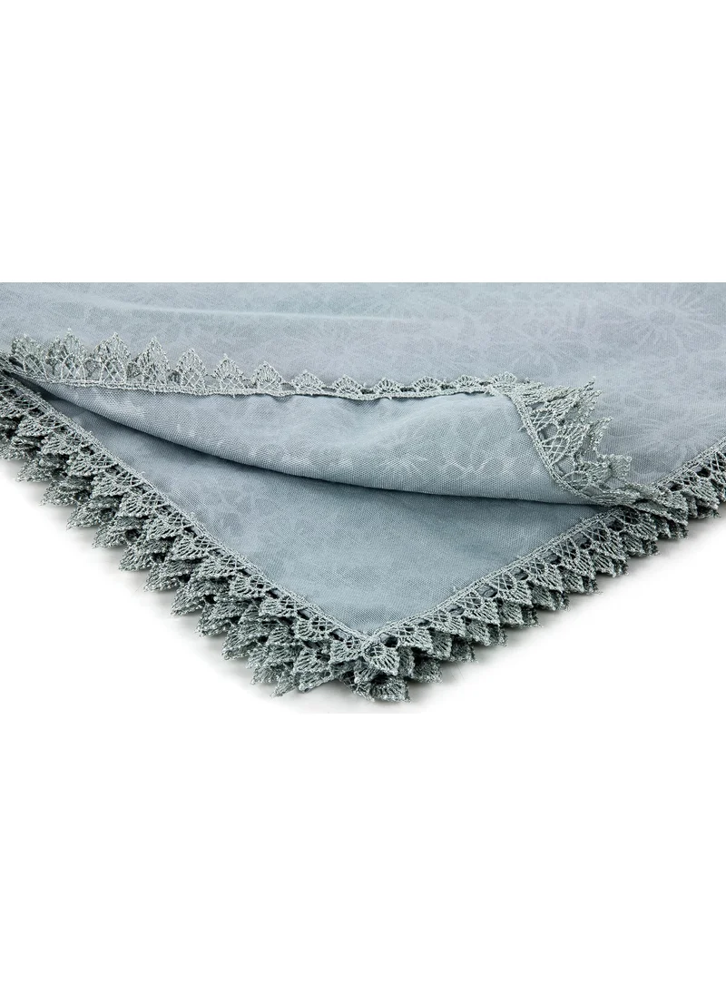 İhvan Ikhvan Scalloped Patterned Square Scarf Gray