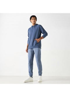 Kappa Kappa Textured Hoodie with Long Sleeves and Kangaroo Pocket  - Image 2