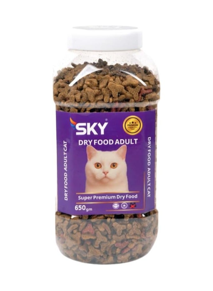 SKY DRY FOOD ADULT CATS 650G - Premium Cat Food, Complete Daily Nutrition for Healthy Weight Maintenance and Immune Support