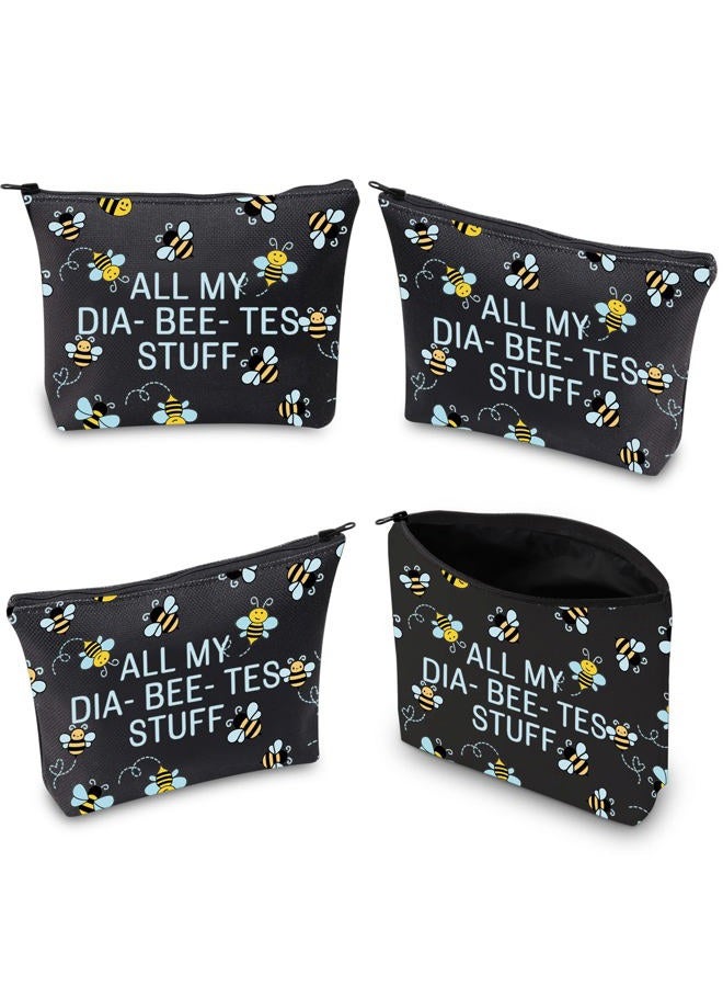 XYANFA Bee Diabetes Bag Type 1 Type 2 Diabetic Medical Bag Supply Storage Diabetes Organization All My Diabeetes Stuff (All My Diabeetes Stuff black) - Image 2