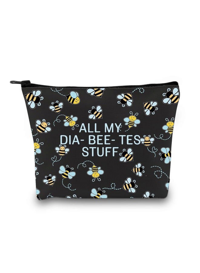 XYANFA Bee Diabetes Bag Type 1 Type 2 Diabetic Medical Bag Supply Storage Diabetes Organization All My Diabeetes Stuff (All My Diabeetes Stuff black) - Image 1