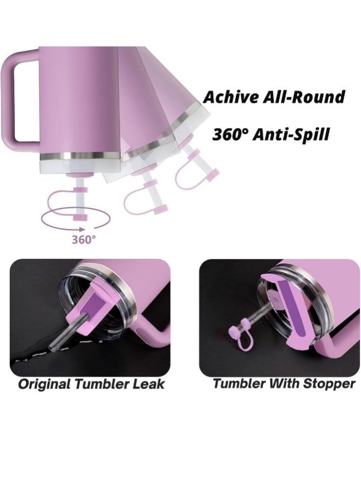 اس تي ان طقم مانع تسرب السيليكون لأكواب ستانلي - مجموعة ملحقات الأكواب سعة 30 أونصة و40 أونصة - يتضمن غطاء ماصة، وسدادة تسرب للغطاء، ومانع تسرب مربع - متوافق مع ستانلي كوينشر H2.0 فلو ستيت - أرجواني - Image 2