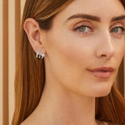 Obidos 14K Gold Plated Illusion Stud Earrings for Women | Triple Huggie Hoop Earrings for One Hole - Image 4
