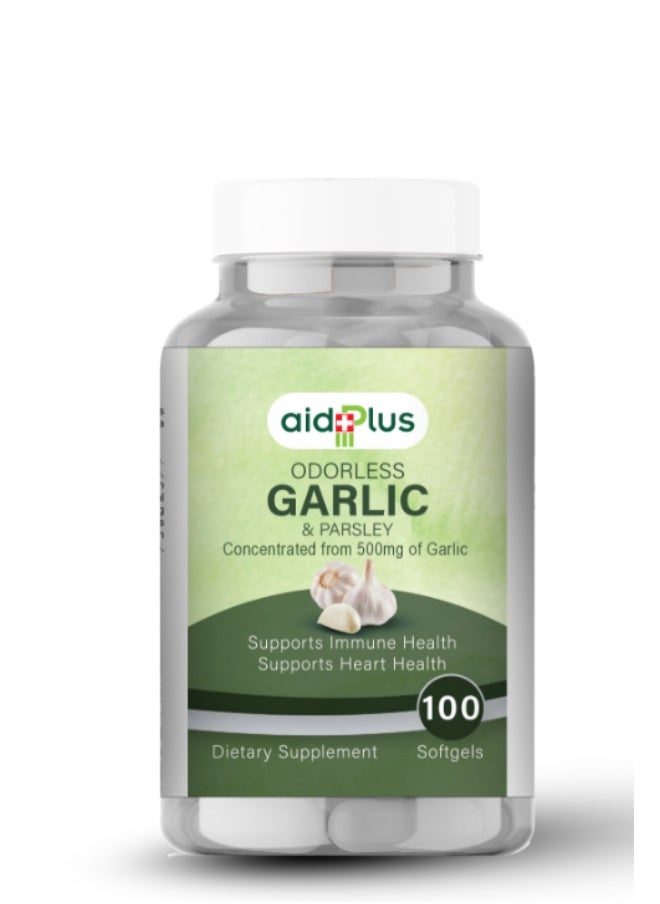 Aidplus - Garlic & Parsley 500 Mg - 100 Capsules | Supports Heart, Immunity, And Natural Detox | Odorless Garlic & Parsley" - Image 1