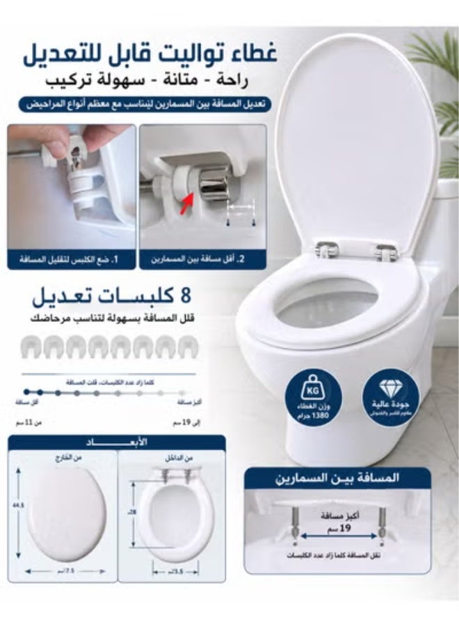Luna White with metal screws (white bathroom toilet seat cover) - Image 2
