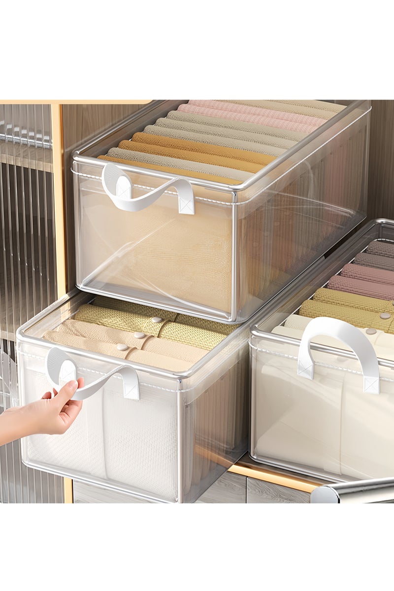 BESTPEAK 2 Pcs Foldable Closet Storage Organizer with Clear Lid and Window, Dust Proof Attic Fabric Storage Box, Foldable Closet Storage Bins with Durable Handles, Wardrobe Clothes Organizer with Lid, Storage Basket for Seasonal Garment Organizer for Home, Closet, Office - Image 5