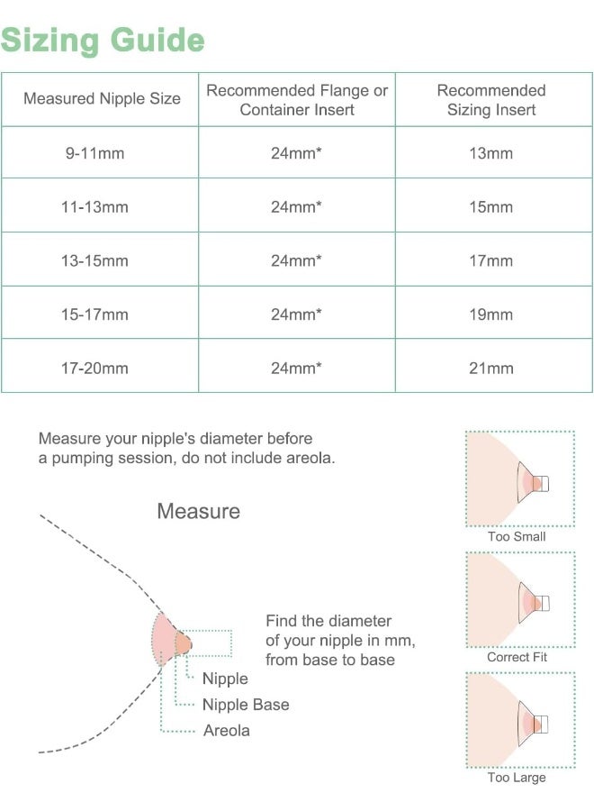 Gowing Flange Inserts 17/19/21mm Compatible with 24mm Breast Pump Flange/Shield - Image 2