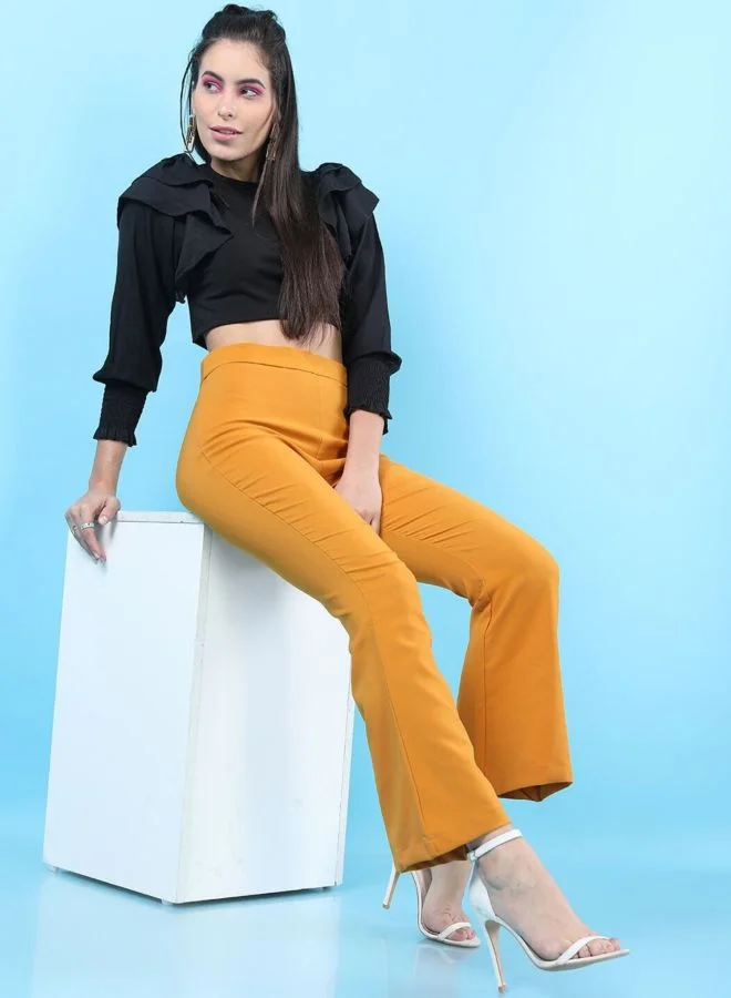 Freehand  Women Flared Solid High Rise Pant for Women | Best Price UAE