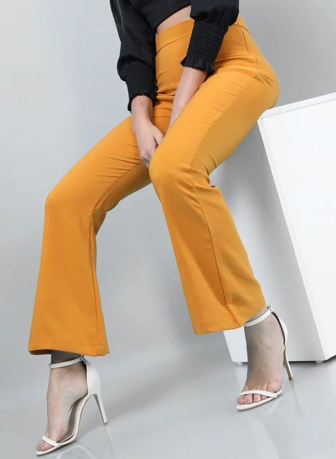 Freehand  Women Flared Solid High Rise Pant for Women | Best Price UAE