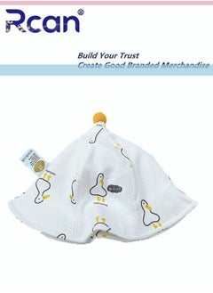 Rcan Kids Cute Cartoon Soft Sun Protection Baby Cap Fisherman's Hat Cotton 1-2 Years Old, Baby Girl, Baby Boy , White  - Image 3