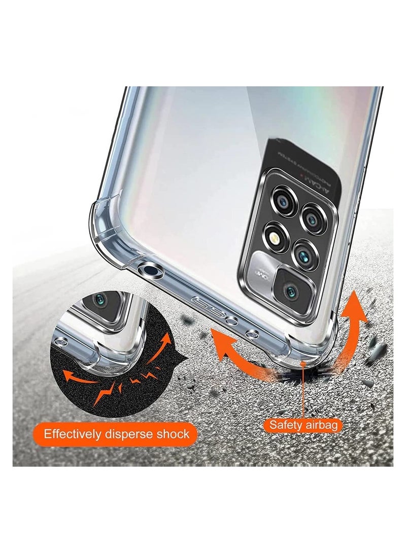 تايجر Shockproof Soft Silicone Case for Redmi Note 11 5G / Note 11T 5G / Poco M4 Pro 5G – Anti-Scratch Air Cushion Back Cover with Reinforced Corners, Slim Fit Protective Bumper Shell, Black/Clear - Image 3