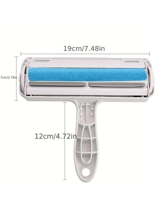 White And Blue 2 Way Pet Hair Roller Remover For Dog Cat Fur On Furniture Clothes - Image 3