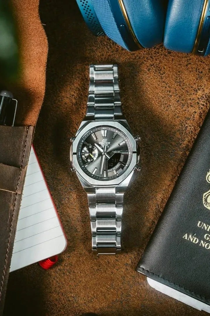 CASIO ساعة أنالوج-ديجيتال متصلة بلوتوث ECB-S10D-8A من الفولاذ المقاوم للصدأ، زجاج ياقوتي، مقاومة للماء حتى 100م، ساعة للرجال - Image 2