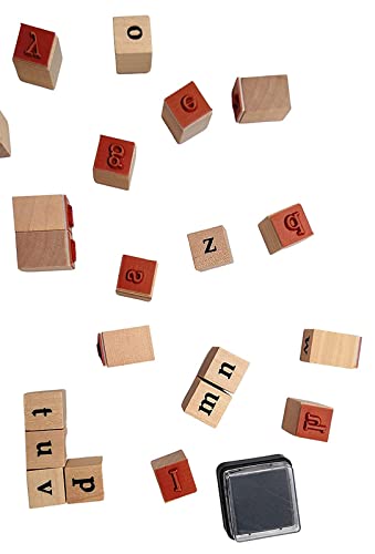 WeKonnect; Wooden Rubber 26 Pcs Small Alphabet Letter Stamps | Vintage Wood with Ink Pad for Journaling, Card Making, DIY, Craft & Scrapbooking (Small Alphabets) - Image 4