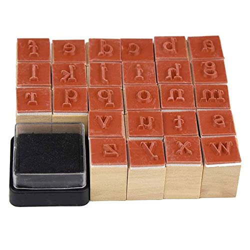 WeKonnect; Wooden Rubber 26 Pcs Small Alphabet Letter Stamps | Vintage Wood with Ink Pad for Journaling, Card Making, DIY, Craft & Scrapbooking (Small Alphabets) - Image 2