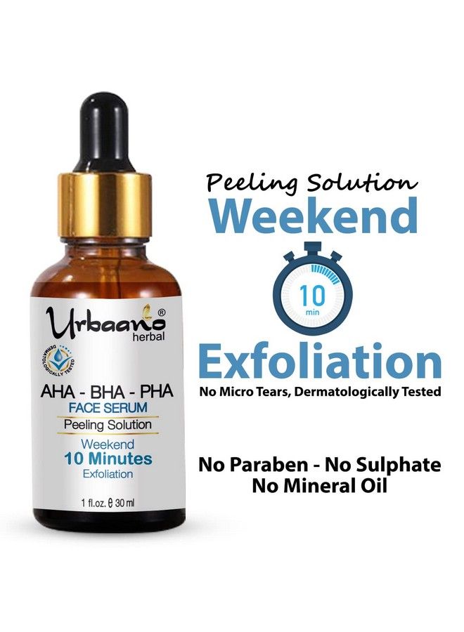 Urbaano herbal 24% Aha+1% Bha+5% Pha Skin Friendly Peeling Solution For Pore Cleansing 10 Minutes Weekend Exfoliation Face Serum (Aha Bha Pha) 30Ml - Image 3