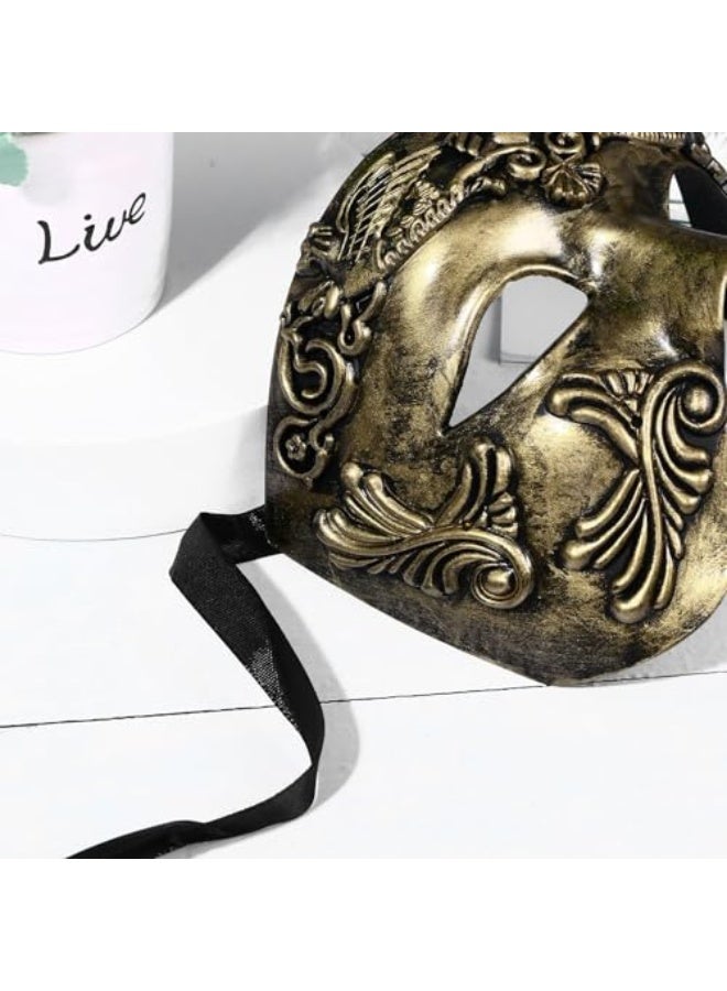 Men's Half Face Masquerade Mask, Phantom of the Opera Mask, Roman Warrior Half Face Mask for Ball Carnival Venice Carnival (Bronze) - Image 5