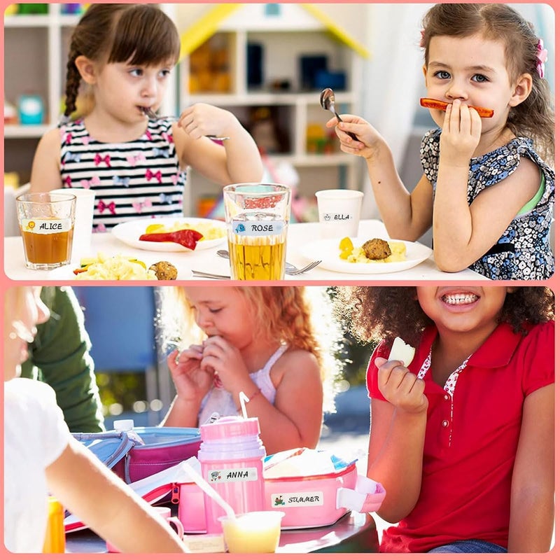 إي سي في في 200 قطعة من ملصقات زجاجات الأطفال، ملصقات زجاجات أطفال ذاتية التغليف مقاومة للماء للأطفال: مثالية للحضانة والمدرسة وتنظيم المنزل مع مطبوعات كرتونية رائعة - Image 5