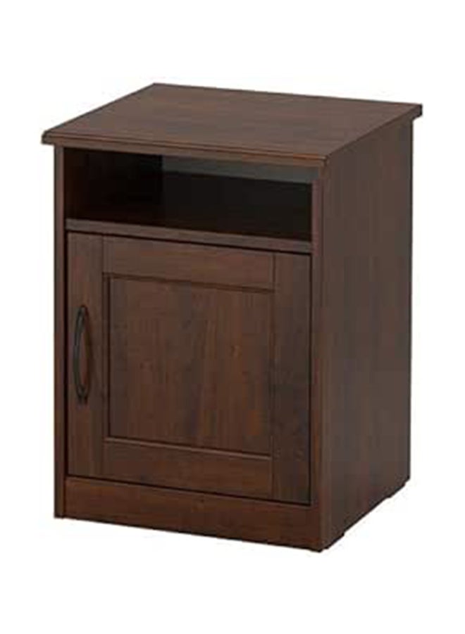 طاولة سرير خشبية مع خزانة بني داكن