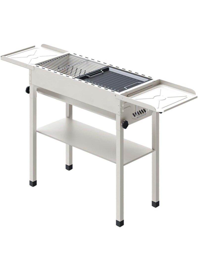 Jorunb Charcoal Grill, Barbecue Grill Stainless Steel BBQ Smoker Barbecue Folding Portable for Outdoor Cooking Camping Hiking Picnics Backpacking Large - Image 1
