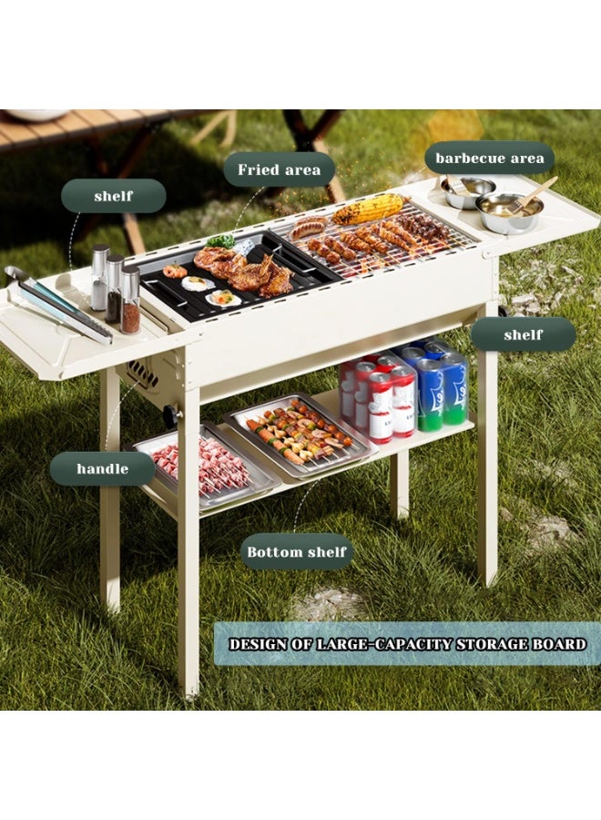 Jorunb Charcoal Grill, Barbecue Grill Stainless Steel BBQ Smoker Barbecue Folding Portable for Outdoor Cooking Camping Hiking Picnics Backpacking Large - Image 3