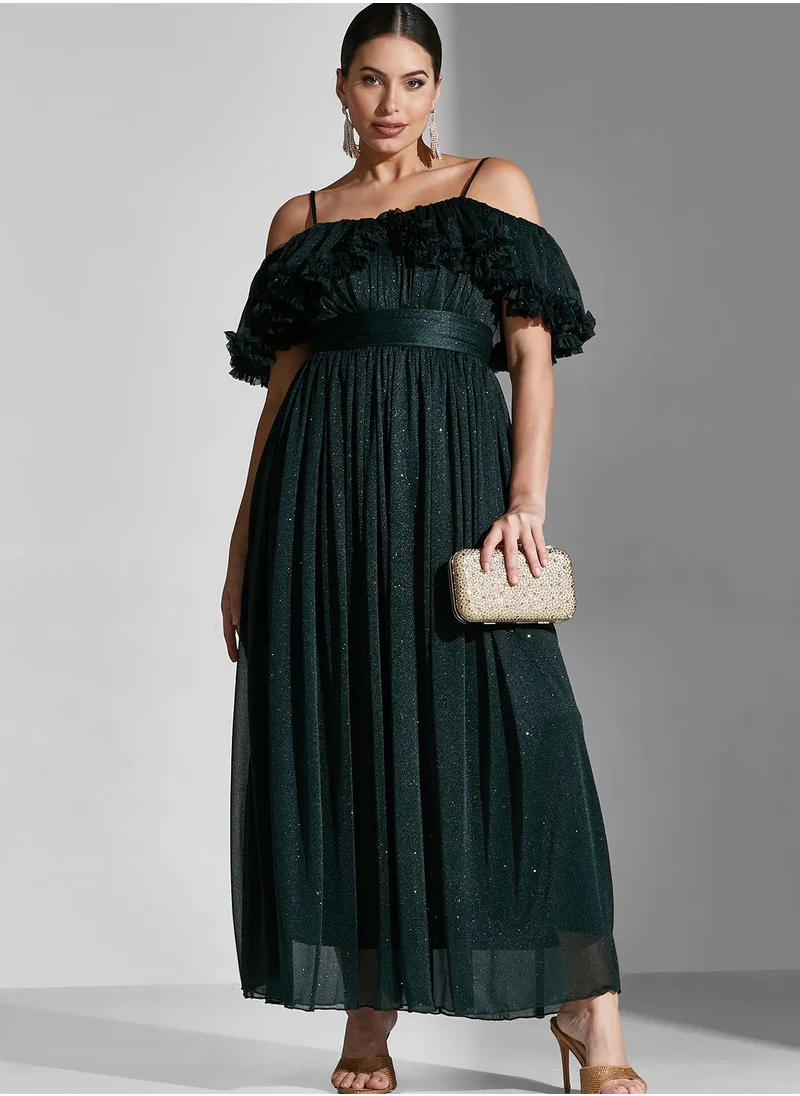 Namshi x Lama Off Shoulder Ruffle Dress