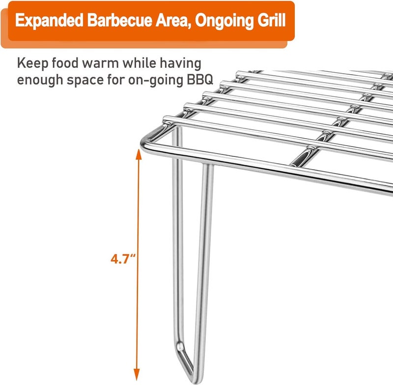 GRISUN Grill Warming Rack for Green Mountain Daniel Boone Pellet Grill, Stainless Steel Upper Rack, Heavy-Duty Grill Rack Accessories, Replacement for GMG-6008, Silver - Image 5