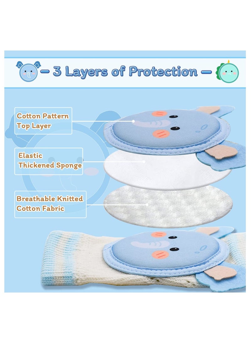 KASTWAVE Baby Knee Pads for Crawling, 2 Pairs Baby Knee Protectors Breathable Crawling Knee Pads with Sponge Pad, Anti-Slip Knee Pads Leg Warmers Protective Cover for Unisex Babies, elephant and dinosaur - Image 5