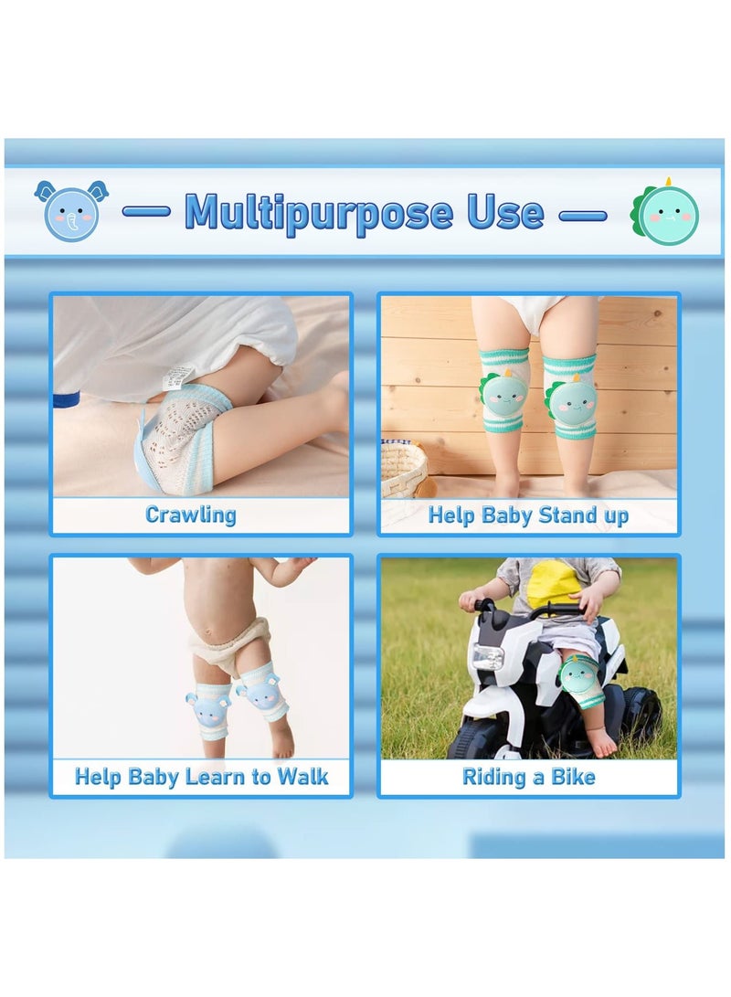 KASTWAVE Baby Knee Pads for Crawling, 2 Pairs Baby Knee Protectors Breathable Crawling Knee Pads with Sponge Pad, Anti-Slip Knee Pads Leg Warmers Protective Cover for Unisex Babies, elephant and dinosaur - Image 4