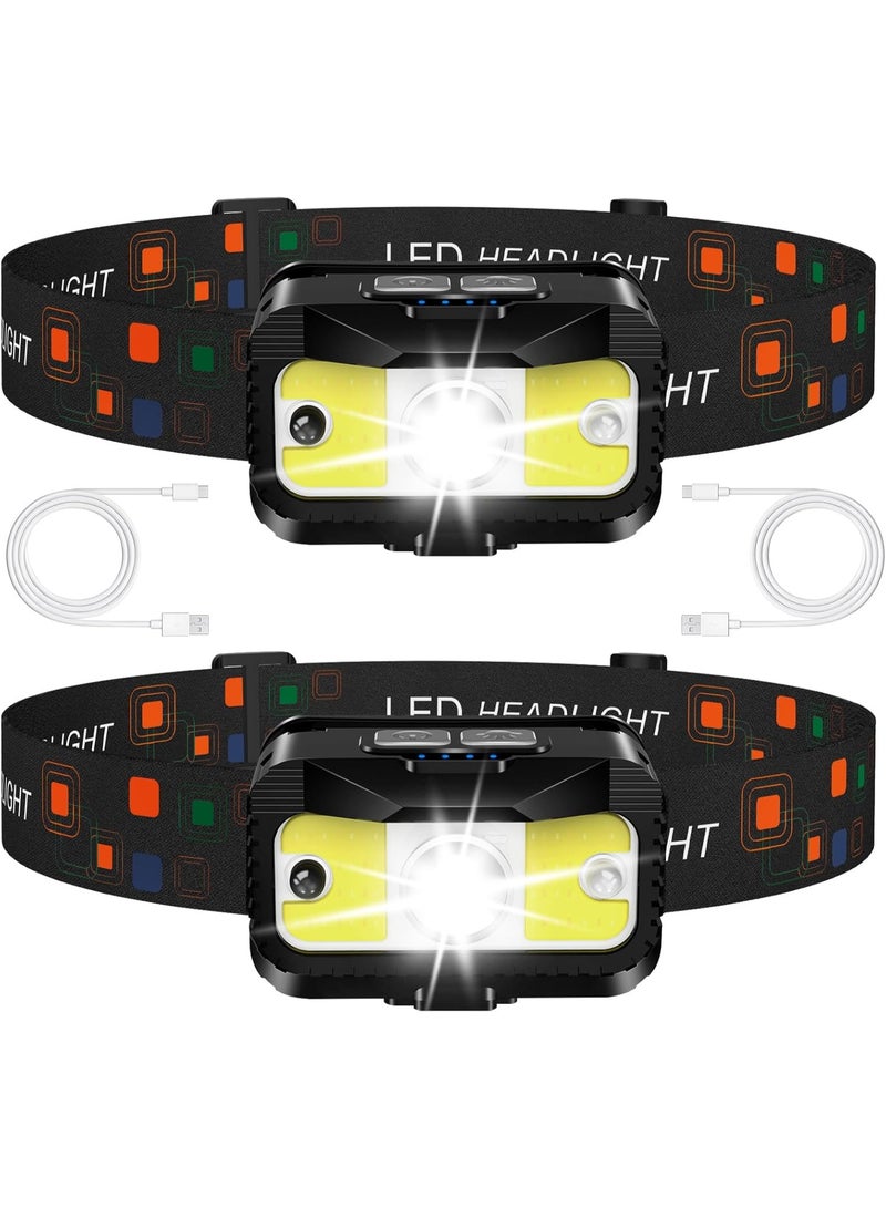 SHENGHUI Headlamp Flashlight, 1200 Lumen Ultra-Light Bright LED Rechargeable Headlight with White Red Light,2-Pack Waterproof Motion Sensor Head Lamp,8 Mode for Outdoor Camping Running Hiking Fishing - Image 1