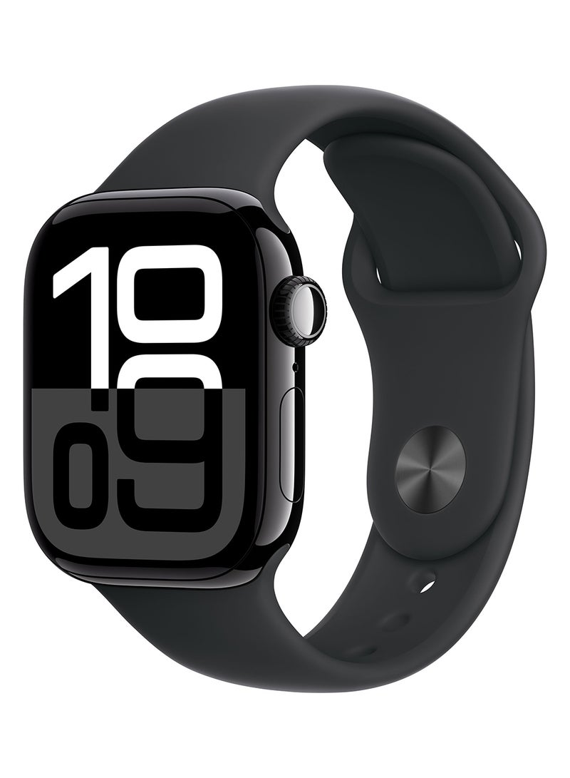 Apple Watch Series 10 GPS + Cellular 42mm Jet Black Aluminium Case With Black Sport Band - Image 1