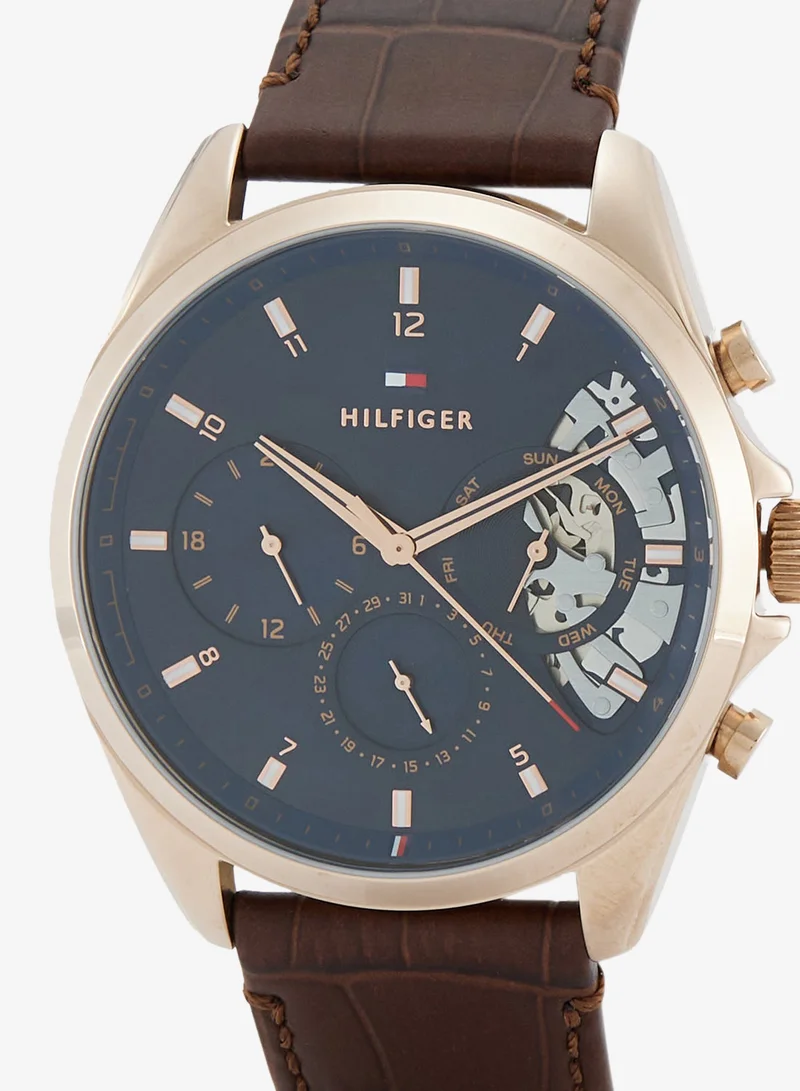 Tommy Hilfiger Analogue Multifunction Quartz Watch with Leather Strap