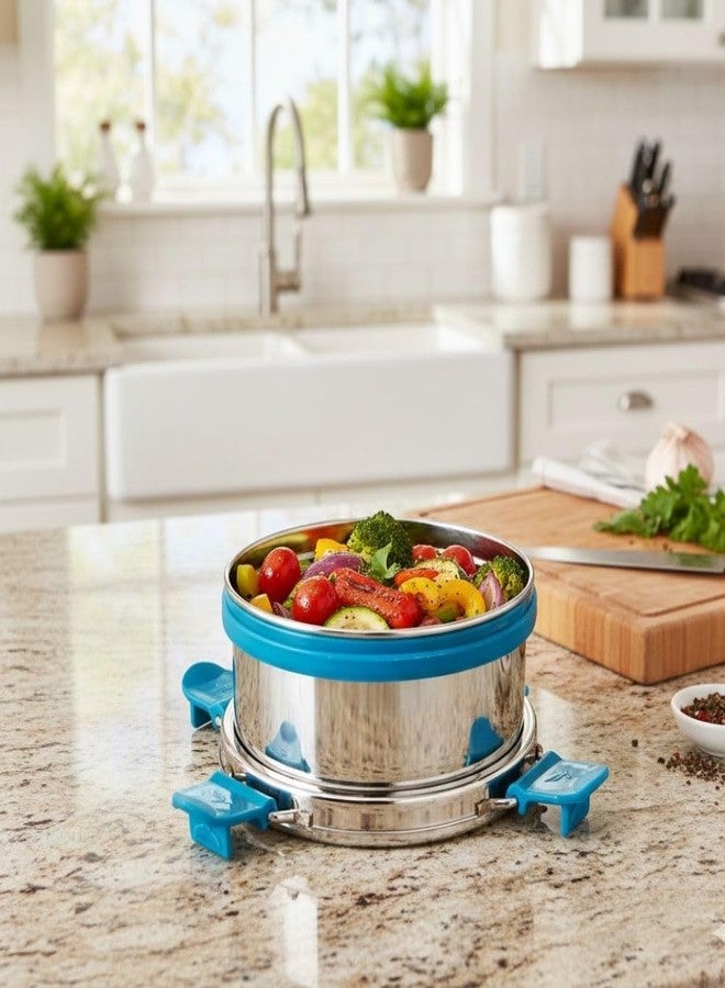PDDFALCON Stainless Steel Lunch Box EcoNxt Max Container 100% Leak-Proof Microwave-Safe, BIS Certified & Made in India Sea Green 400ml,600ml,1050ml and 1500ml (EcoNxt Max - 300+400ml) - Image 4
