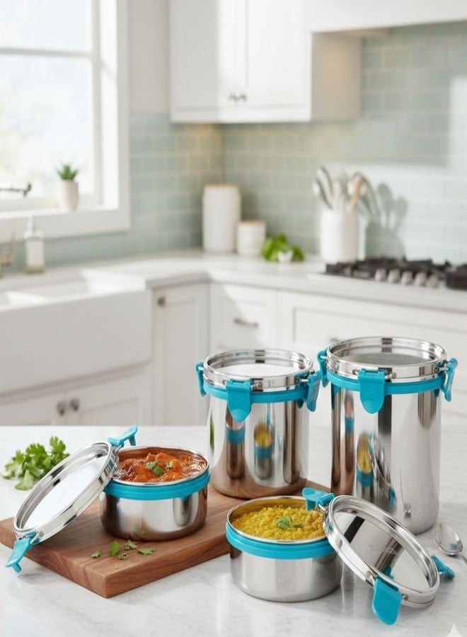 PDDFALCON Stainless Steel Lunch Box EcoNxt Max Container 100% Leak-Proof Microwave-Safe, BIS Certified & Made in India Sea Green 400ml,600ml,1050ml and 1500ml (EcoNxt Max - 300+400ml) - Image 5