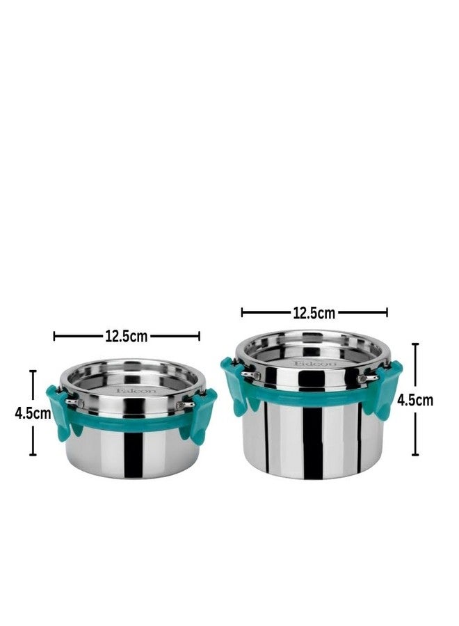 PDDFALCON Stainless Steel Lunch Box EcoNxt Max Container 100% Leak-Proof Microwave-Safe, BIS Certified & Made in India Sea Green 400ml,600ml,1050ml and 1500ml (EcoNxt Max - 300+400ml) - Image 2