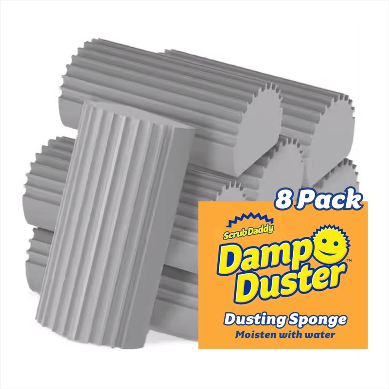 Scrub Daddy Damp Duster Dusting Sponges (8 Count) - Dust Remover for Household Cleaning - Duster for Vents, Railings & Blinds - Reusable Baseboard Cleaner - Image 1