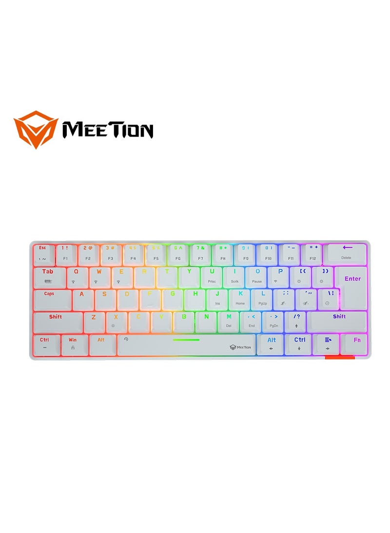 MEETION MK005BT Classic Style Dual Mode Bluetooth 60 Gaming Keyboard Ergonomic Design, Double Injection Processing, Mechanical Gaming Keyboard White - Image 2